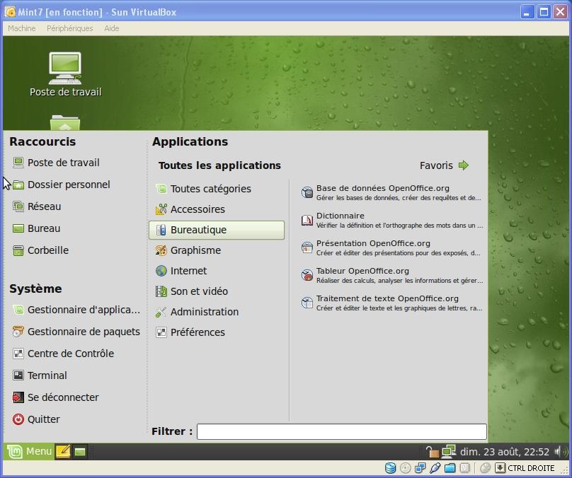 Bureau Linux Mint 7 (image non visible !)