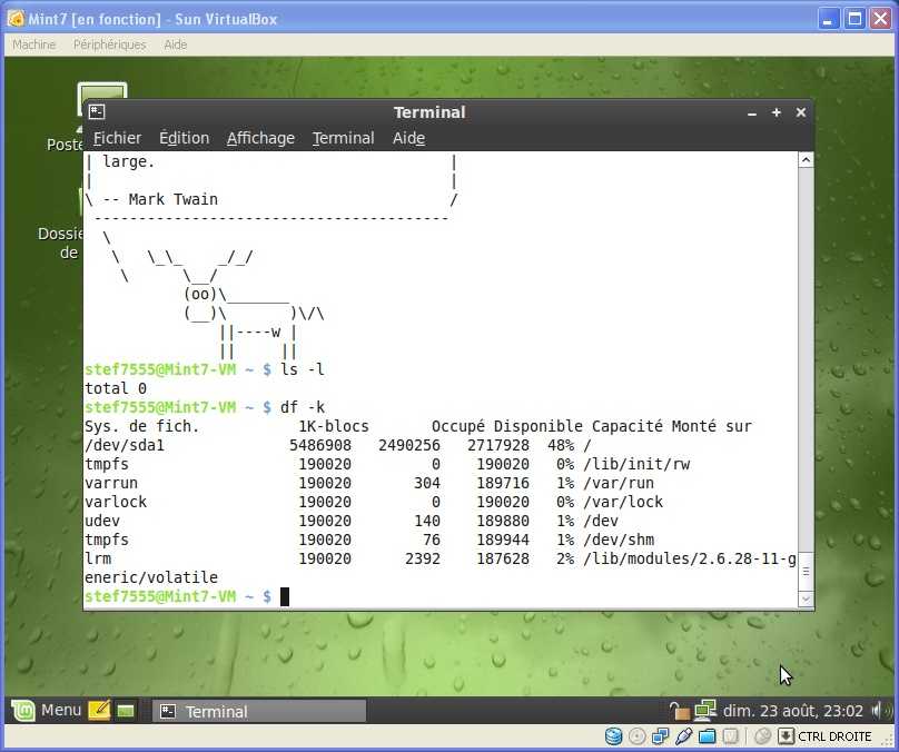 Bureau Linux Mint 7 (image non visible !)