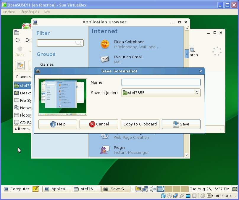 Bureau openSUSE 11 (image non visible !)