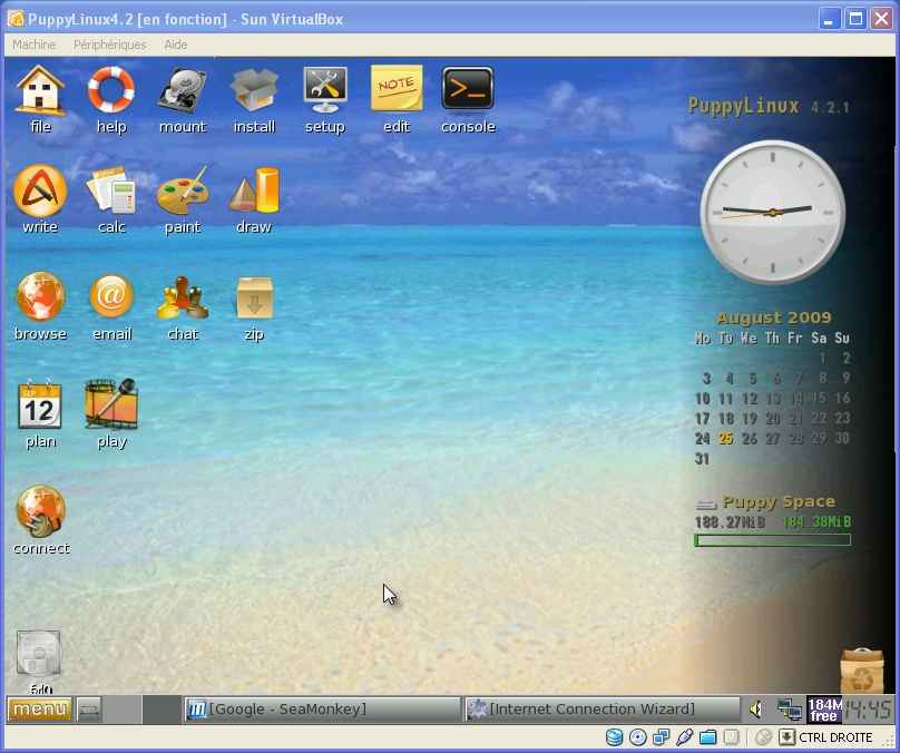 Bureau Puppy Linux 4.2 (image non visible !)