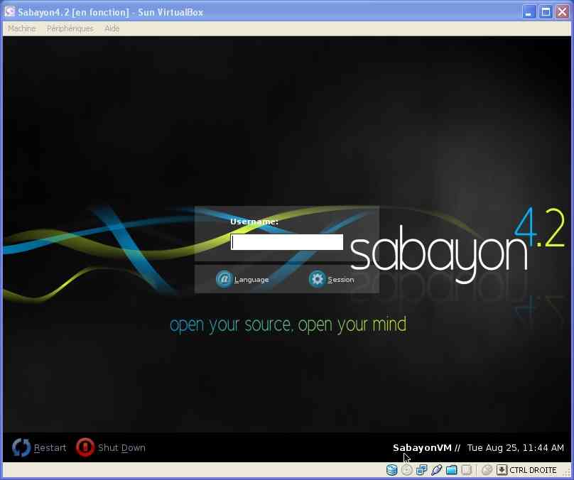 Login Sabayon 4.2 (image non visible !)