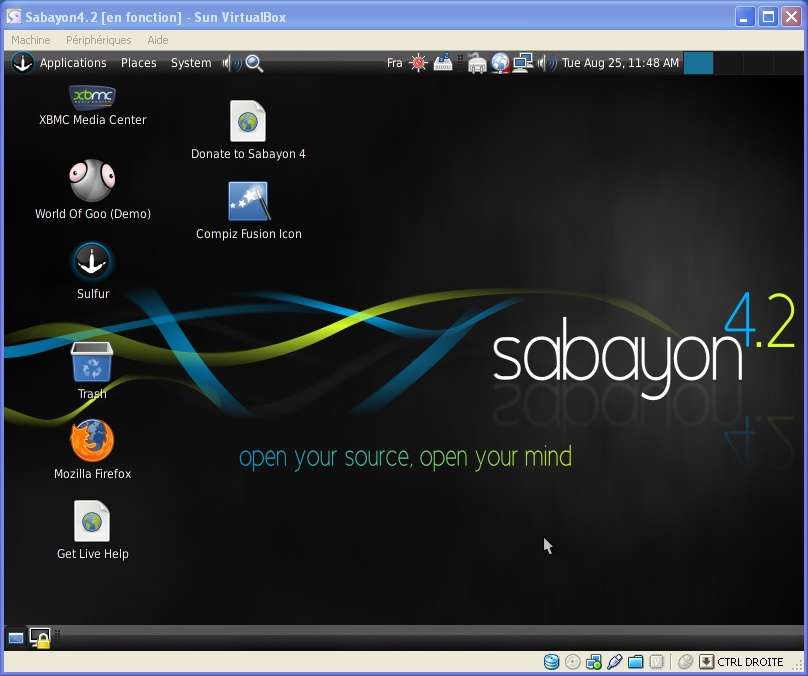 Bureau Sabayon 4.2 (Gnome) (image non visible !)