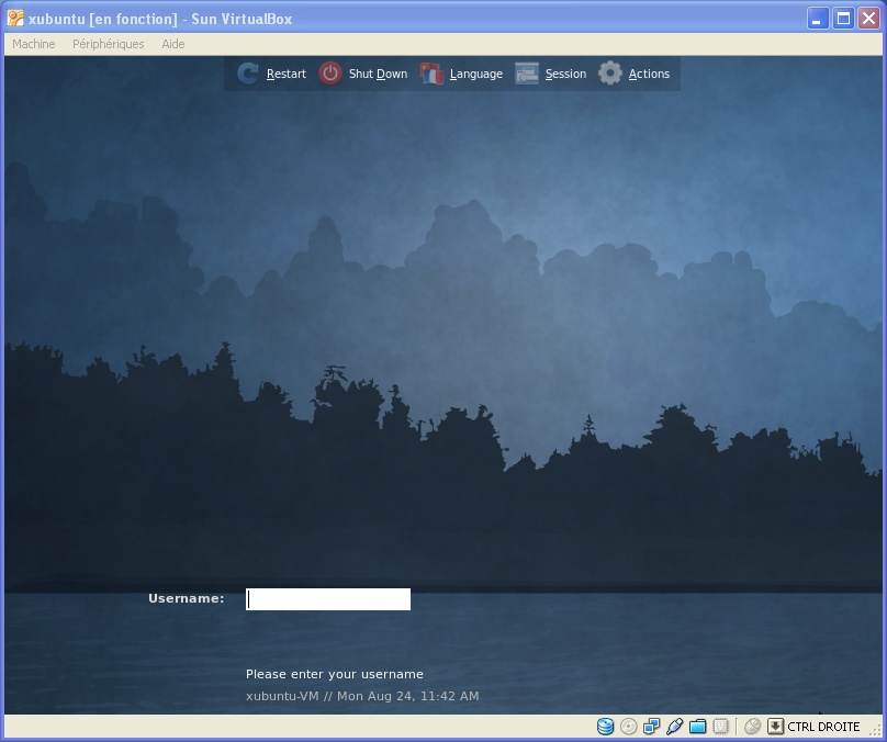 Login Xubuntu 9 (image non visible !)